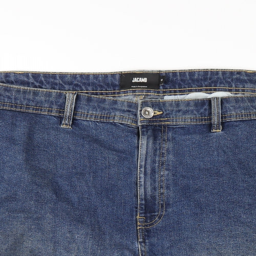 Jacamo Mens Blue Cotton Bermuda Shorts Size 50 in L11 in Regular Zip