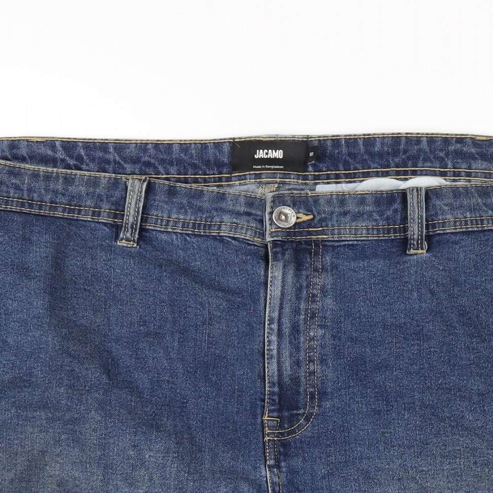 Jacamo Mens Blue Cotton Bermuda Shorts Size 50 in L11 in Regular Zip