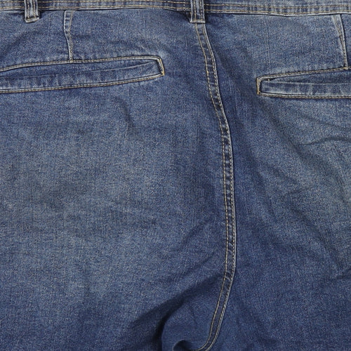 Jacamo Mens Blue Cotton Bermuda Shorts Size 50 in L11 in Regular Zip