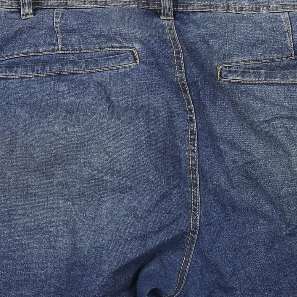 Jacamo Mens Blue Cotton Bermuda Shorts Size 50 in L11 in Regular Zip