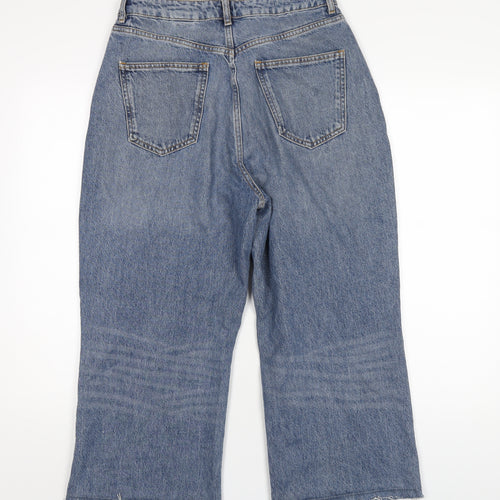 NEXT Womens Blue Cotton Wide-Leg Jeans Size 12 L23 in Regular Zip