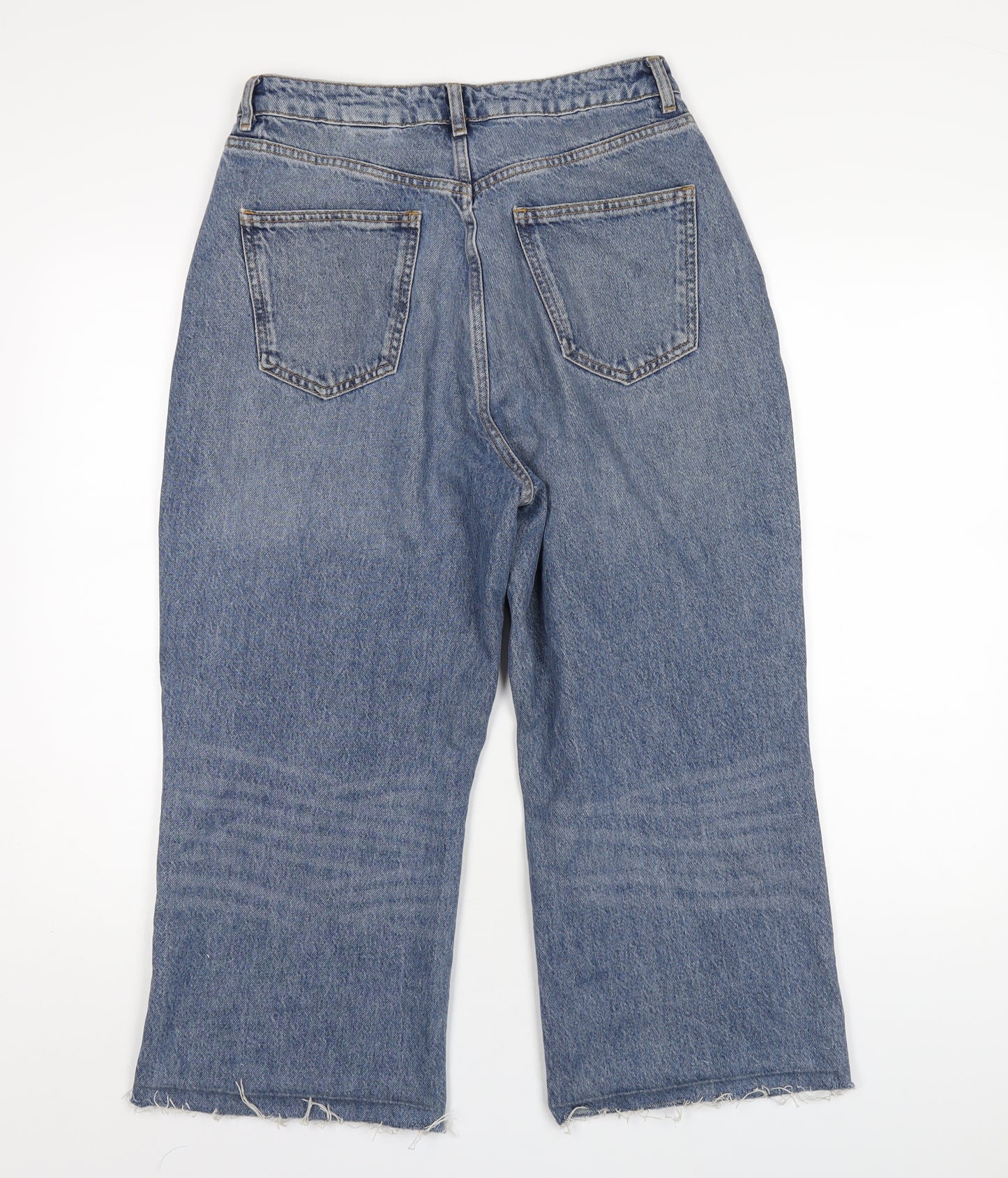 NEXT Womens Blue Cotton Wide-Leg Jeans Size 12 L23 in Regular Zip