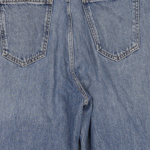 NEXT Womens Blue Cotton Wide-Leg Jeans Size 12 L23 in Regular Zip