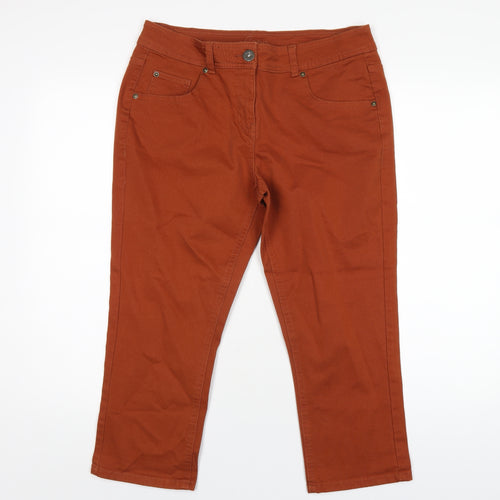 George Womens Orange Cotton Capri Jeans Size 12 L23 in Regular Zip