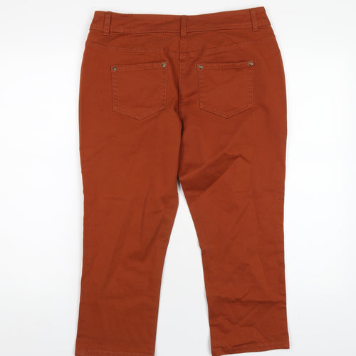 George Womens Orange Cotton Capri Jeans Size 12 L23 in Regular Zip