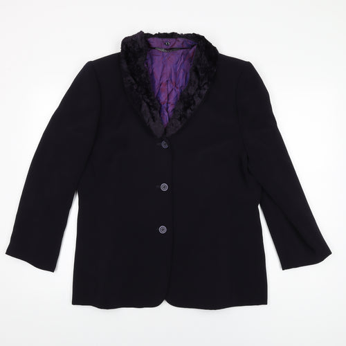 Libra Womens Black Jacket Blazer Size 16 Button