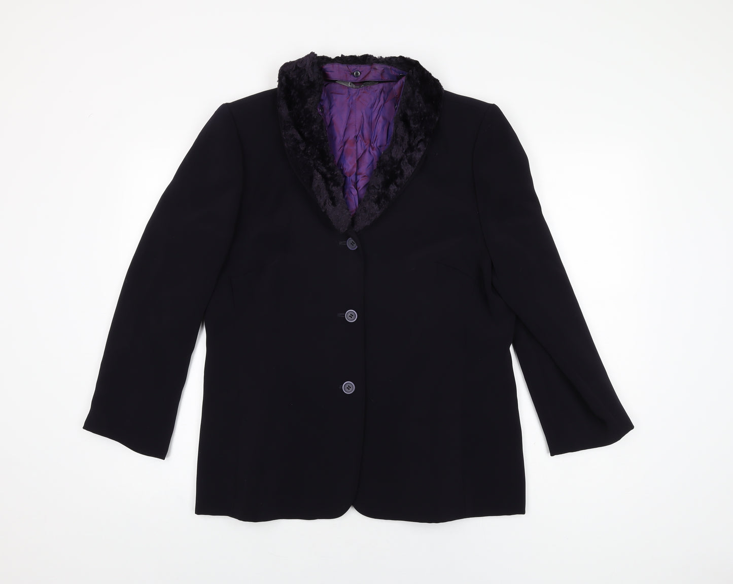 Libra Womens Black Jacket Blazer Size 16 Button