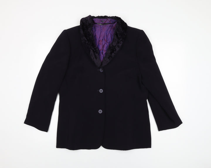Libra Womens Black Jacket Blazer Size 16 Button