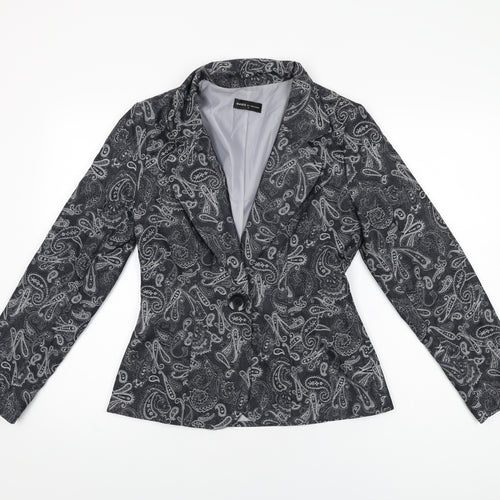 Oasis Womens Black Paisley Jacket Blazer Size 12 Button