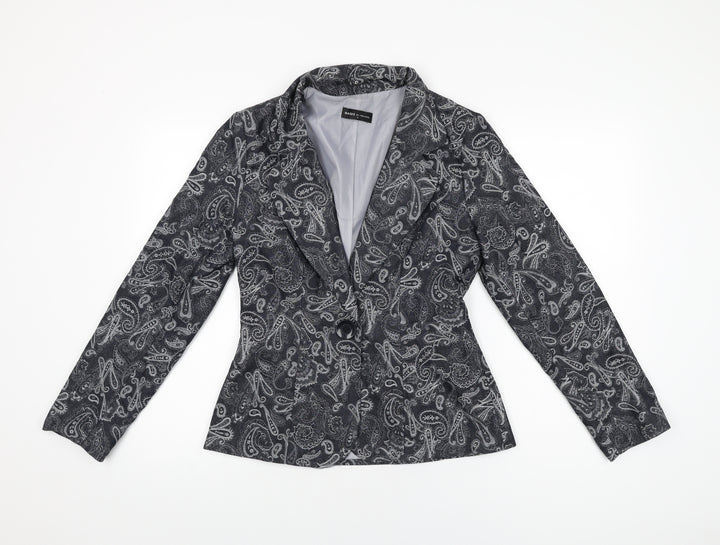 Oasis Womens Black Paisley Jacket Blazer Size 12 Button