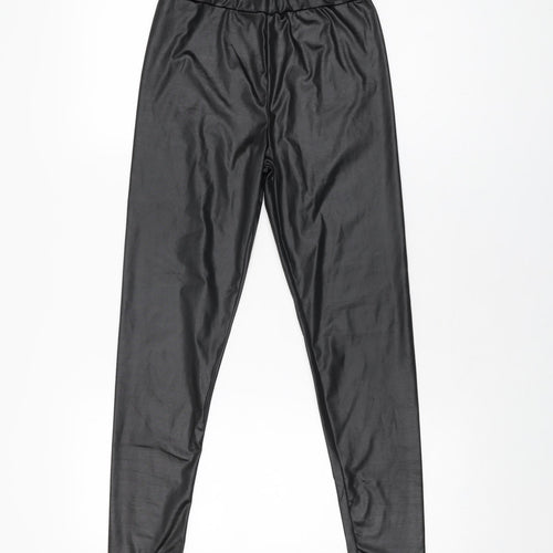 Boohoo Womens Black Polyester Pedal Pusher Leggings Size 4 L26 in