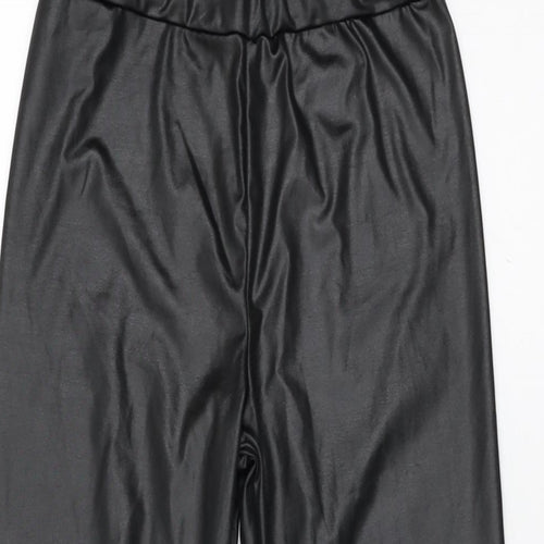 Boohoo Womens Black Polyester Pedal Pusher Leggings Size 4 L26 in