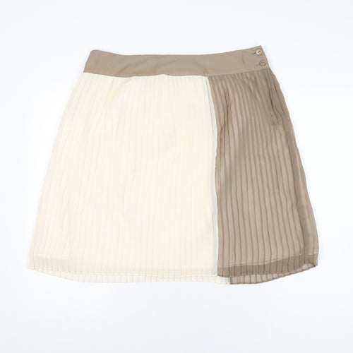 NEXT Womens Beige Polyester A-Line Skirt Size 14 Button