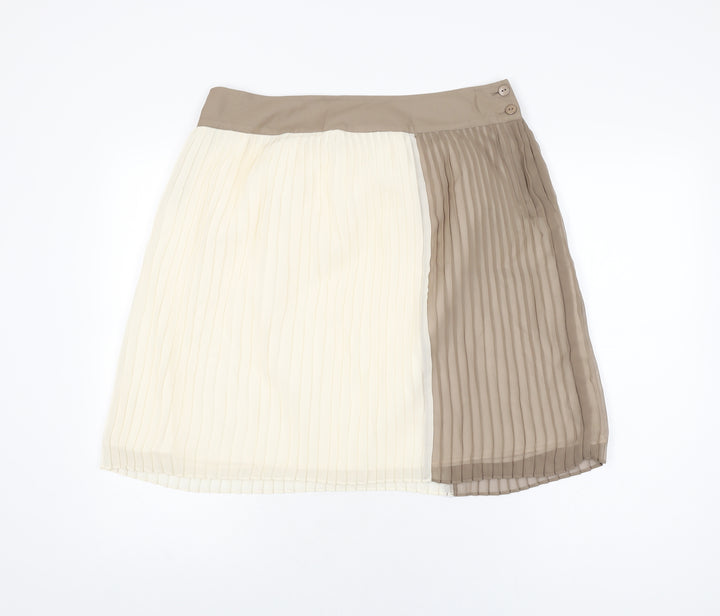 NEXT Womens Beige Polyester A-Line Skirt Size 14 Button