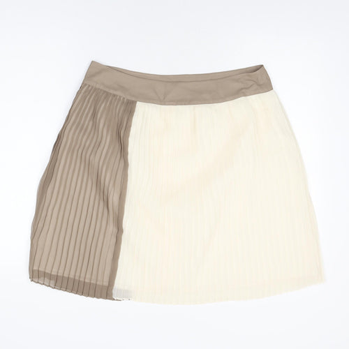 NEXT Womens Beige Polyester A-Line Skirt Size 14 Button
