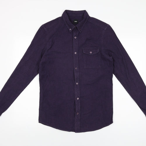 ASOS Mens Purple Cotton Button-Up Size S Collared Button