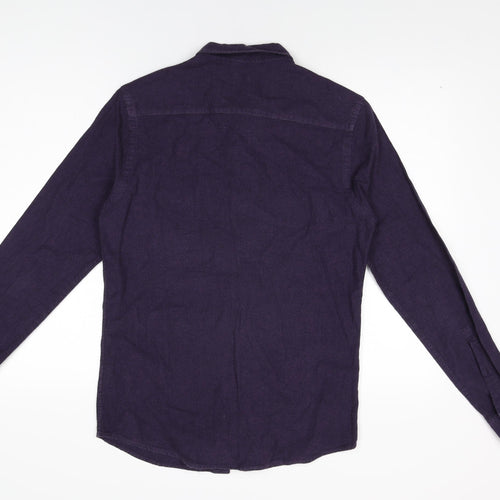 ASOS Mens Purple Cotton Button-Up Size S Collared Button
