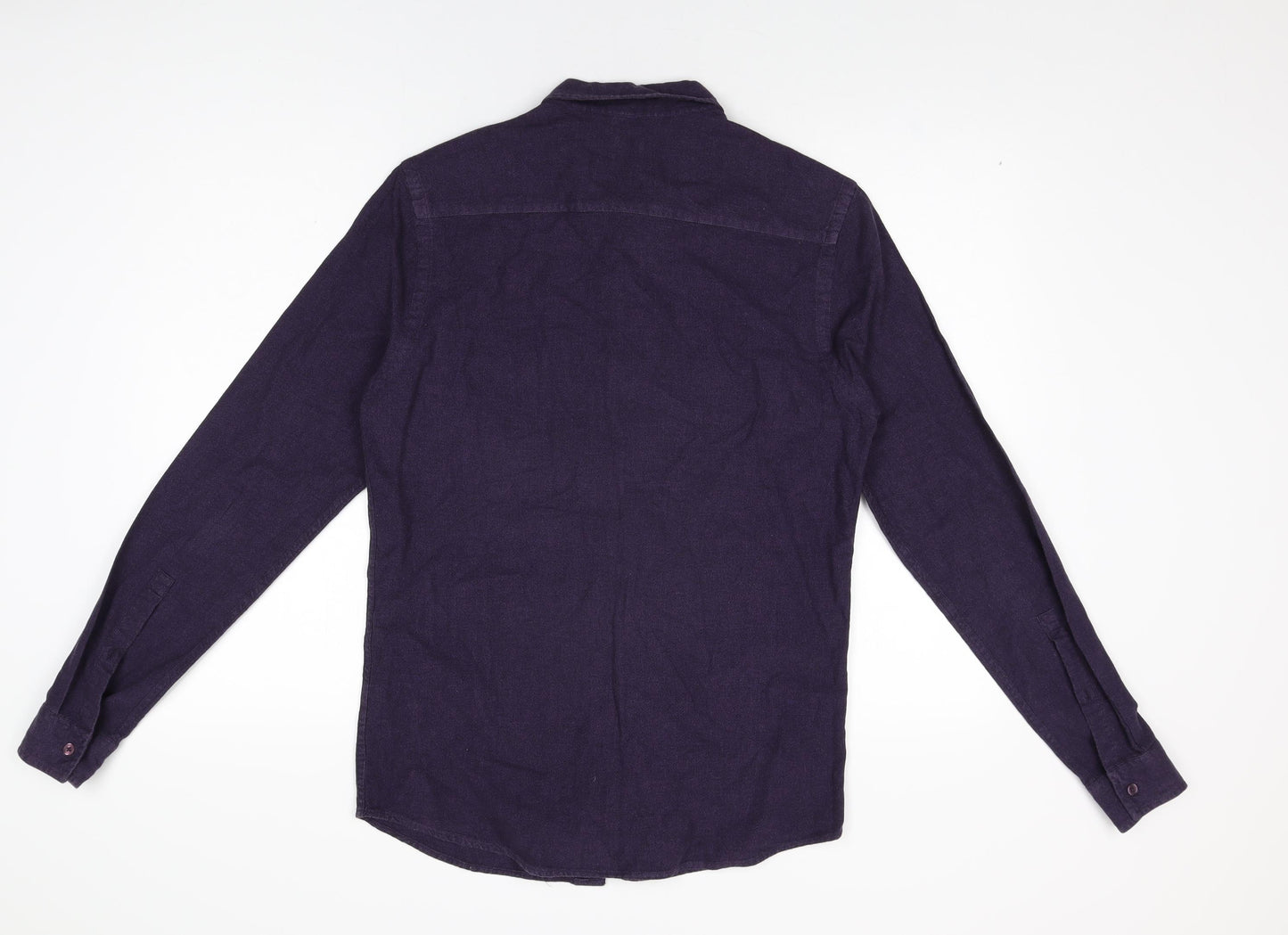 ASOS Mens Purple Cotton Button-Up Size S Collared Button