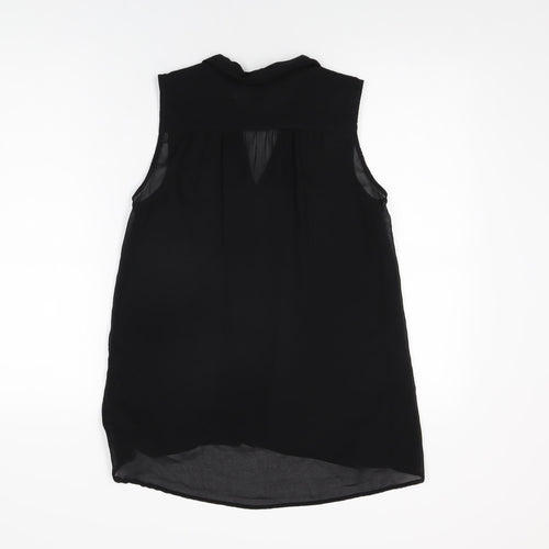 H&M Womens Black Polyester Basic Button-Up Size 6 Collared