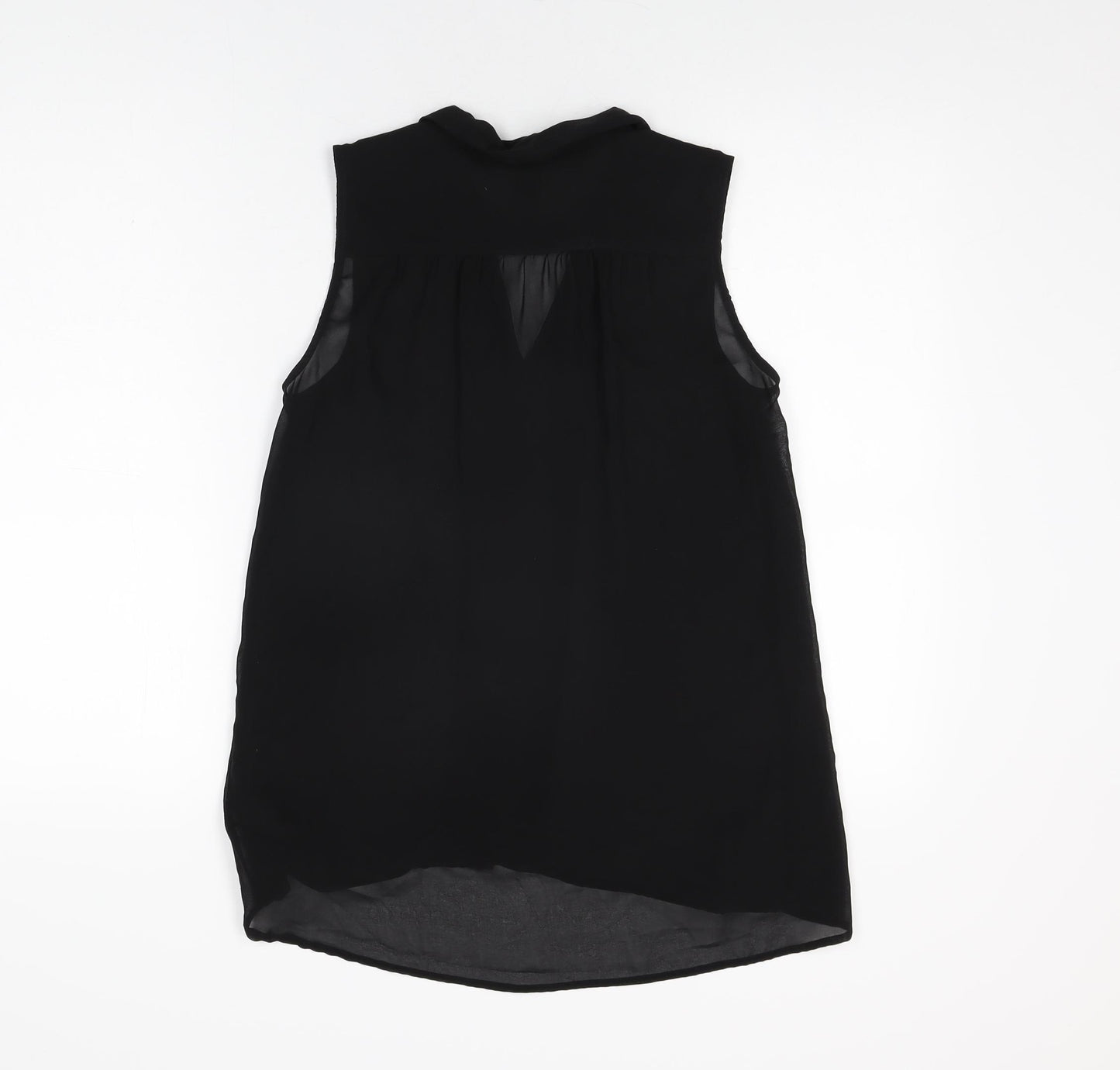 H&M Womens Black Polyester Basic Button-Up Size 6 Collared