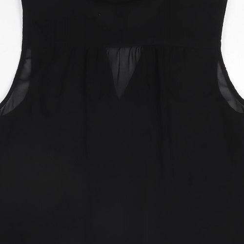 H&M Womens Black Polyester Basic Button-Up Size 6 Collared