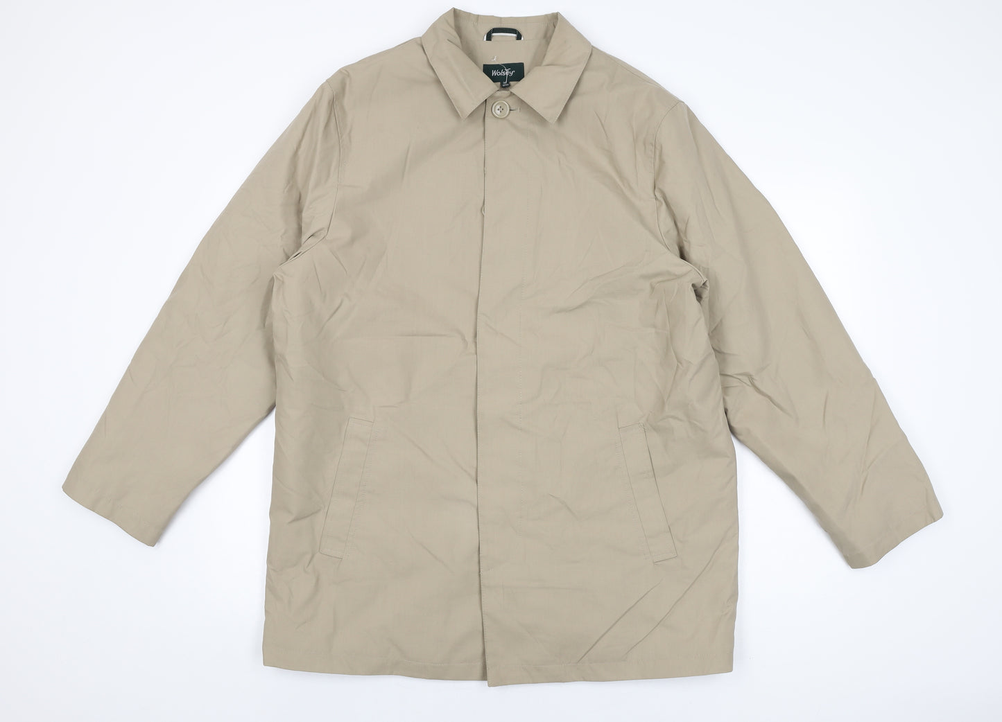 Wolsey Mens Beige Overcoat Coat Size M Button