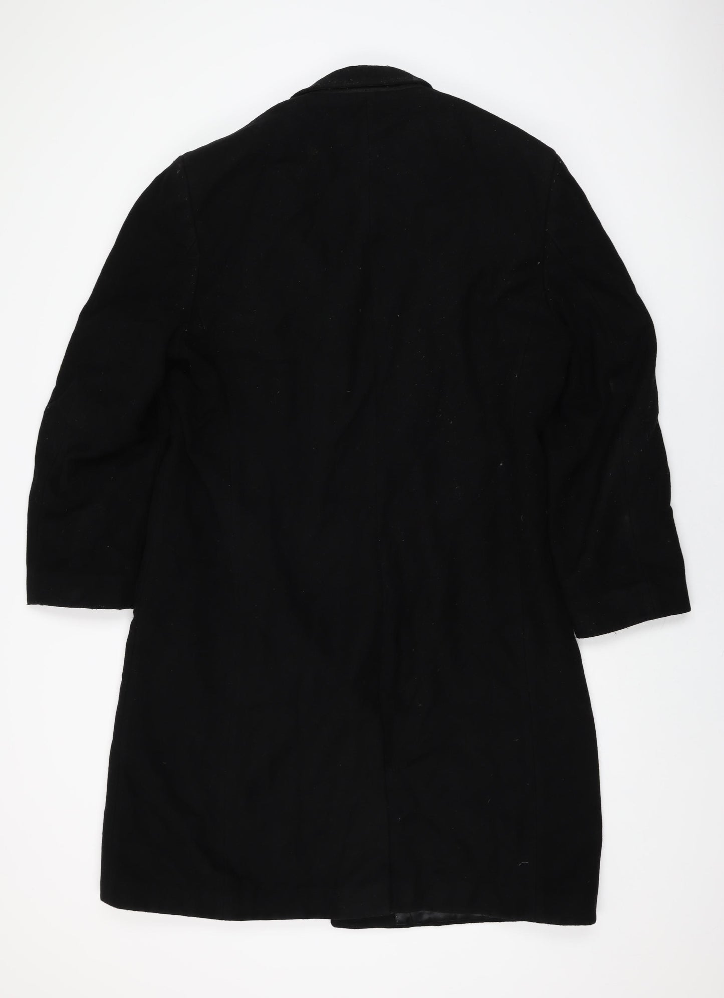 Jeff Banks Mens Black Overcoat Coat Size 42 Button