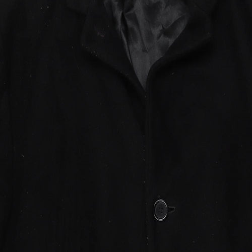 Jeff Banks Mens Black Overcoat Coat Size 42 Button