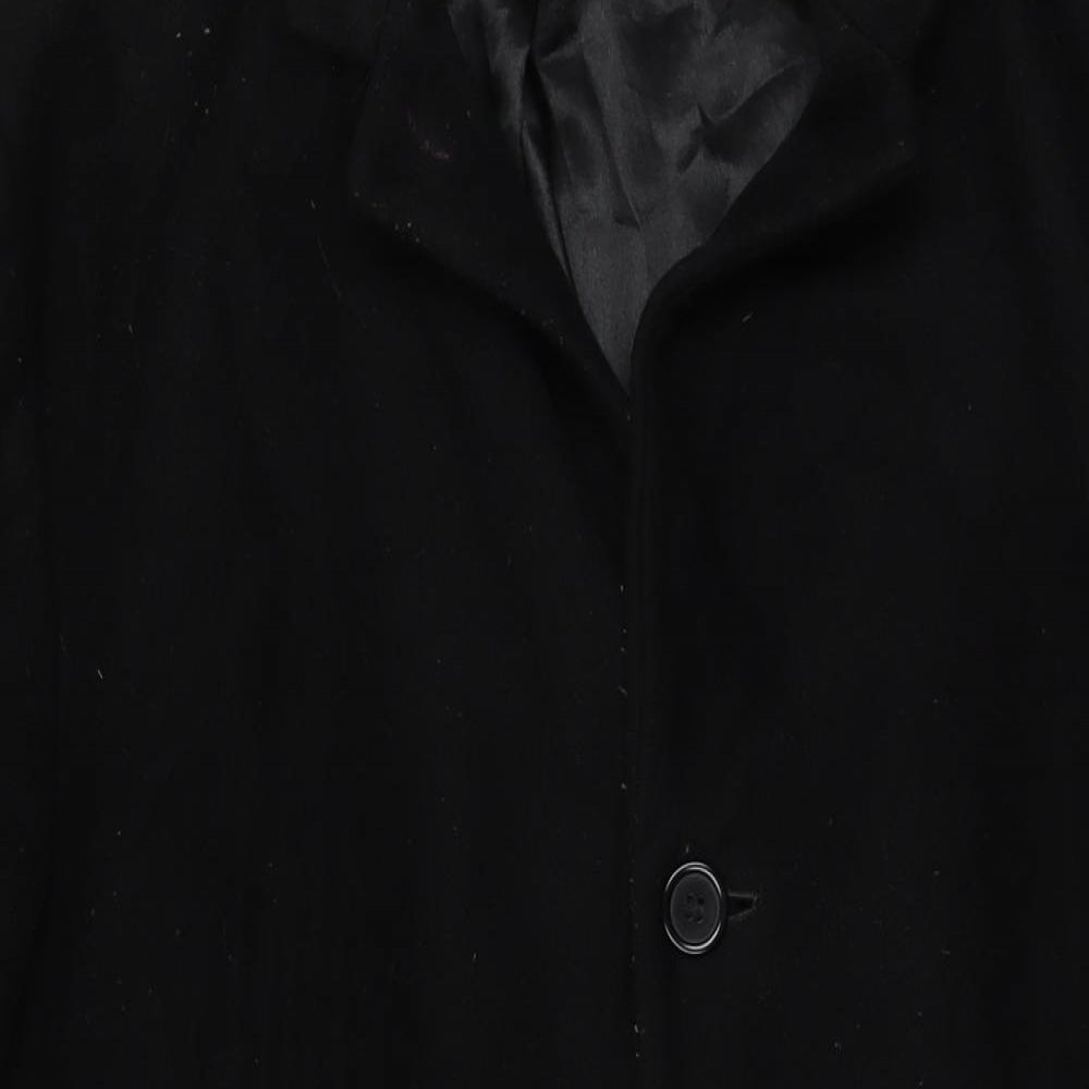 Jeff Banks Mens Black Overcoat Coat Size 42 Button