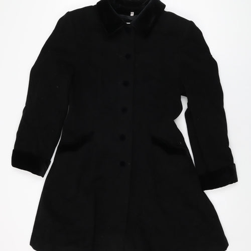 Cirstein Womens Black Overcoat Coat Size 8 Button