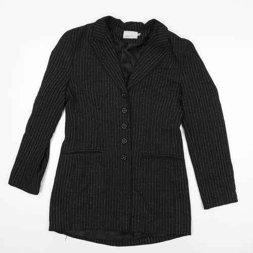 Directions Womens Black Striped Jacket Blazer Size 10 Button