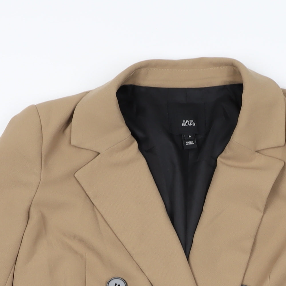 River Island Womens Beige Jacket Blazer Size 8 Button