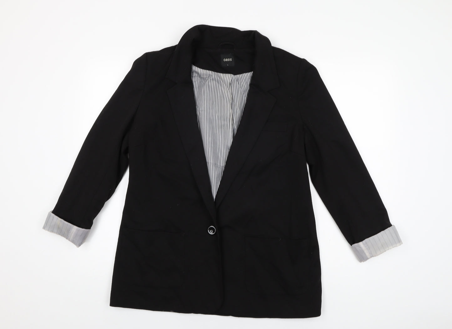 Oasis Womens Black Jacket Blazer Size L Button