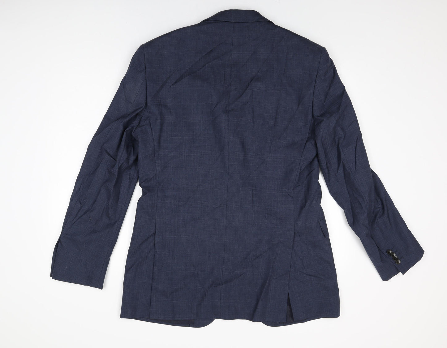 Marks and Spencer Mens Blue Geometric Wool Jacket Suit Jacket Size 40 Regular