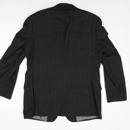 Marks and Spencer Mens Black Striped Wool Jacket Suit Jacket Size 42 Regular