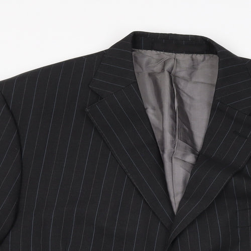Marks and Spencer Mens Black Striped Wool Jacket Suit Jacket Size 42 Regular