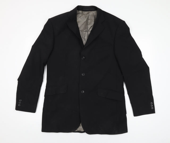 Marks and Spencer Mens Black Polyester Jacket Suit Jacket Size 40 Regular