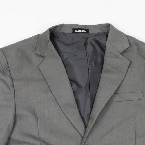 Romario Womens Grey Polyester Jacket Suit Jacket Size 14