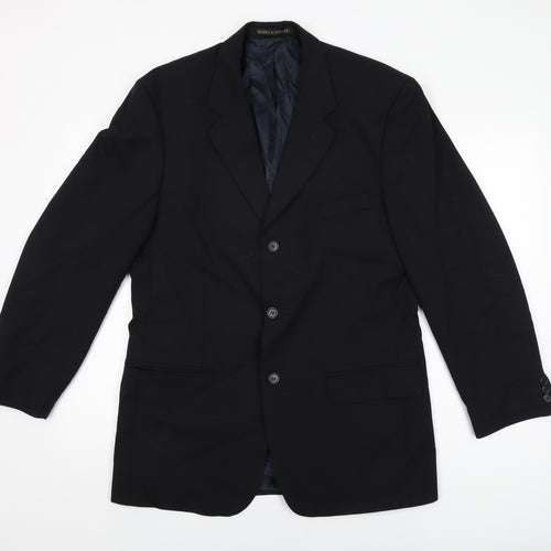 Marks and Spencer Mens Black Polyester Jacket Suit Jacket Size 40 Regular