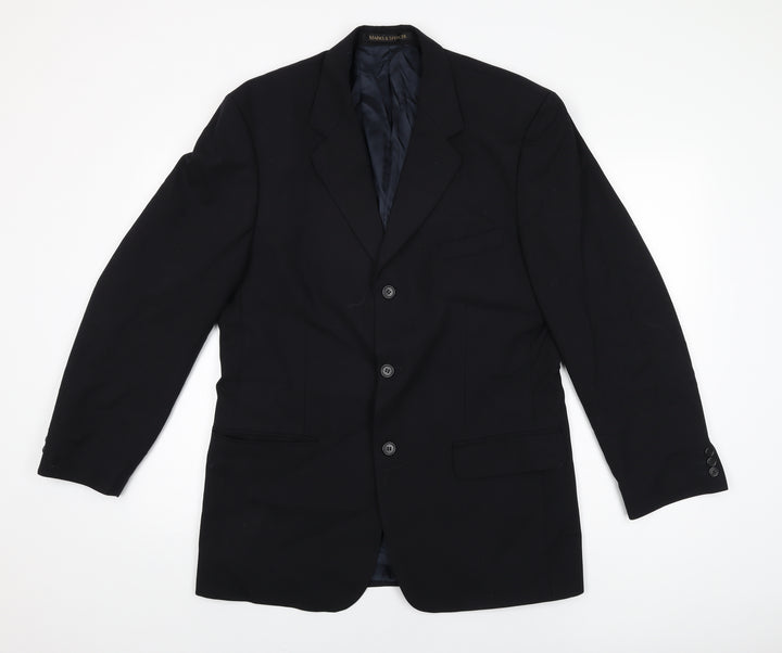 Marks and Spencer Mens Black Polyester Jacket Suit Jacket Size 40 Regular