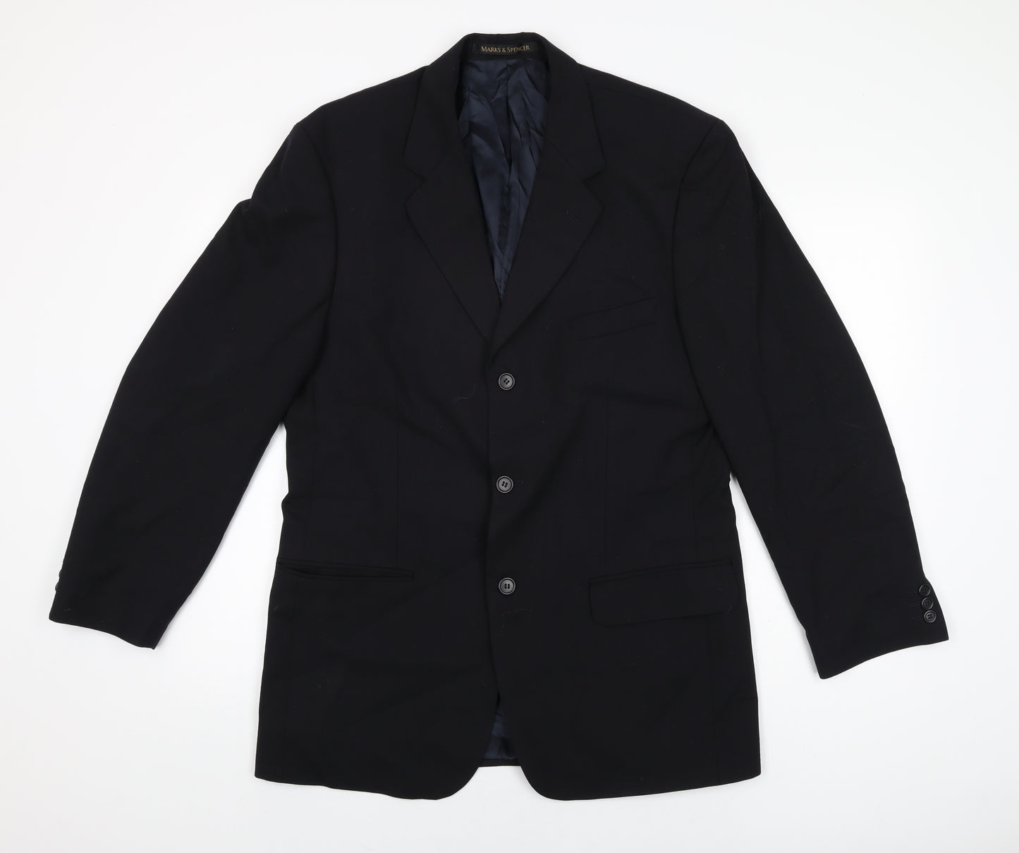 Marks and Spencer Mens Black Polyester Jacket Suit Jacket Size 40 Regular