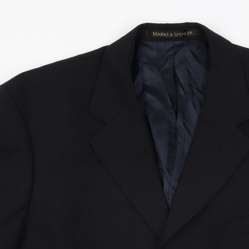 Marks and Spencer Mens Black Polyester Jacket Suit Jacket Size 40 Regular