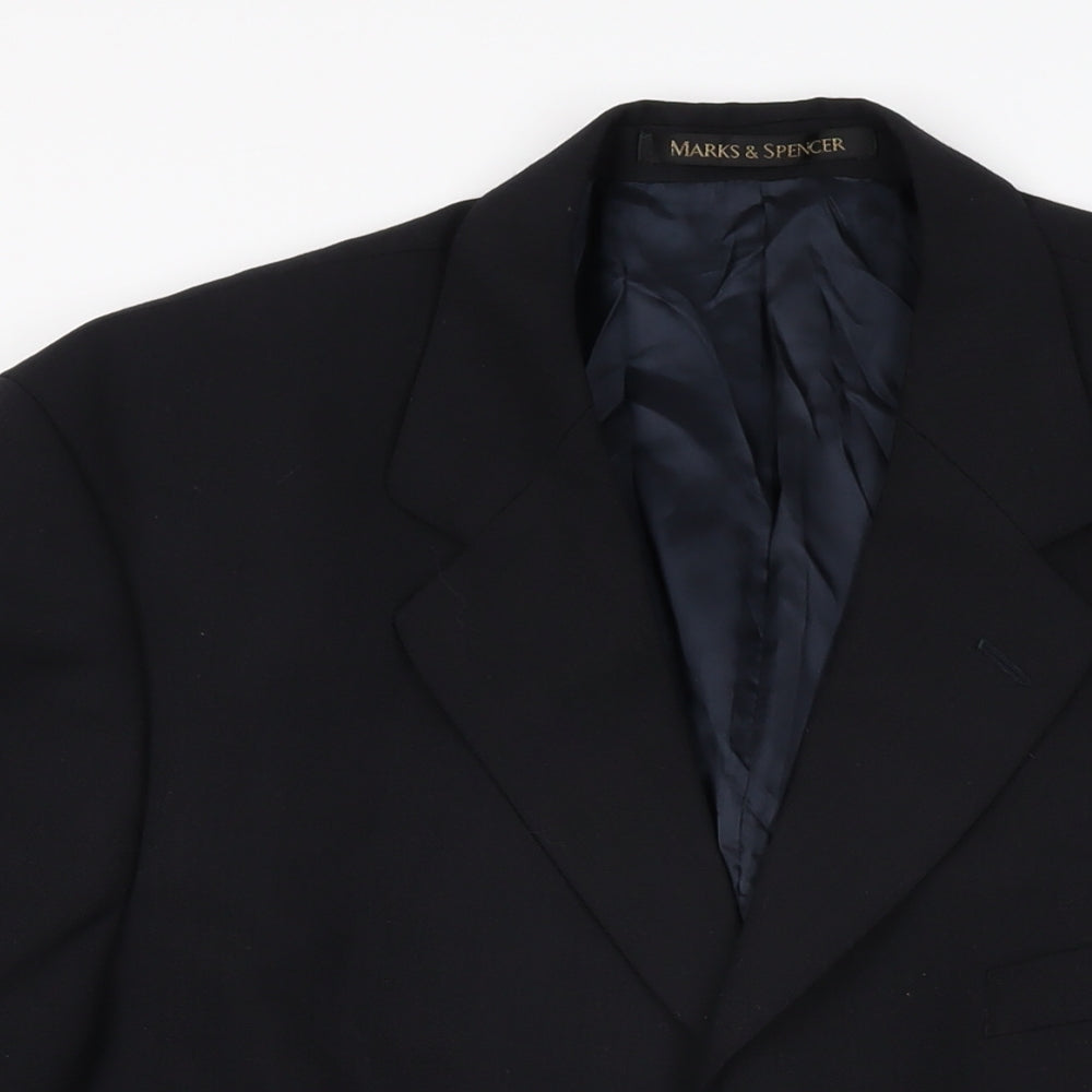 Marks and Spencer Mens Black Polyester Jacket Suit Jacket Size 40 Regular