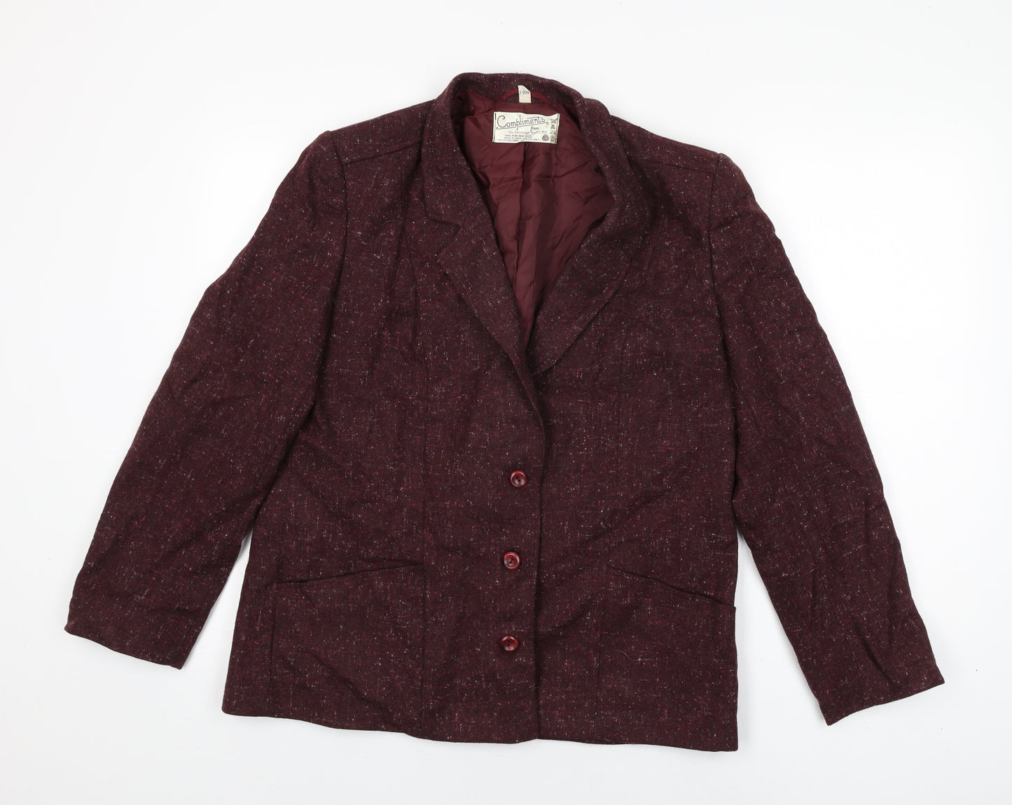 Compliments Womens Red Jacket Blazer Size 14 Button