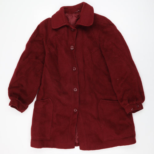 St Michael Womens Red Overcoat Coat Size 18 Button