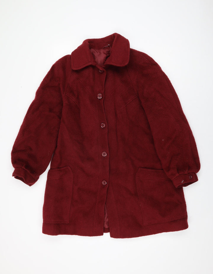St Michael Womens Red Overcoat Coat Size 18 Button