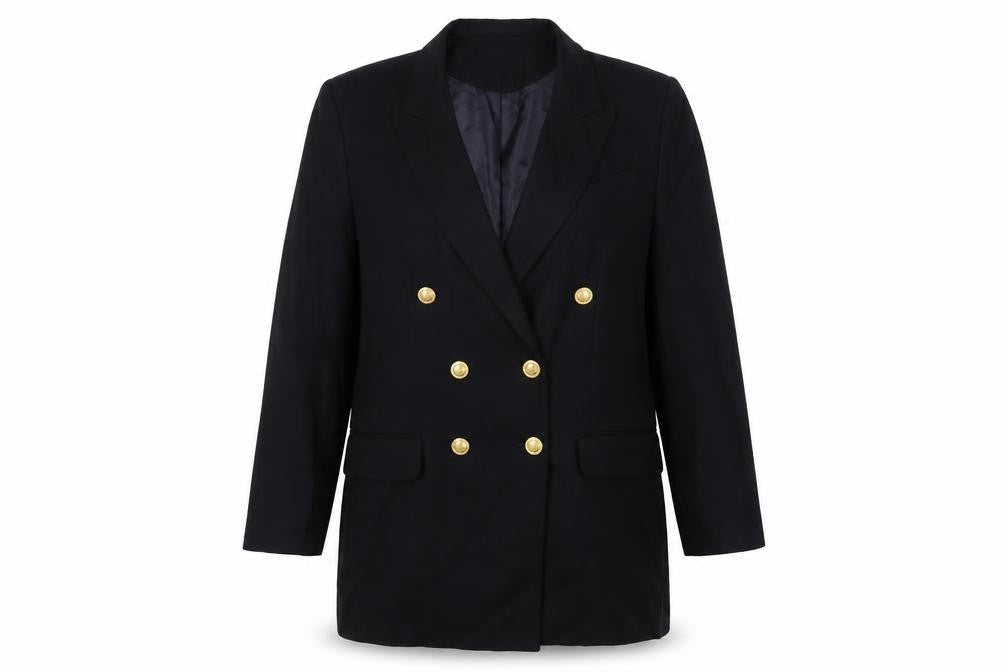 Front view of Richards women’s blue wool jacket suit jacket, size UK 14