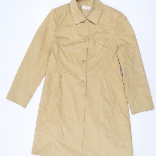 Marks and Spencer Womens Beige Overcoat Coat Size 12 Button