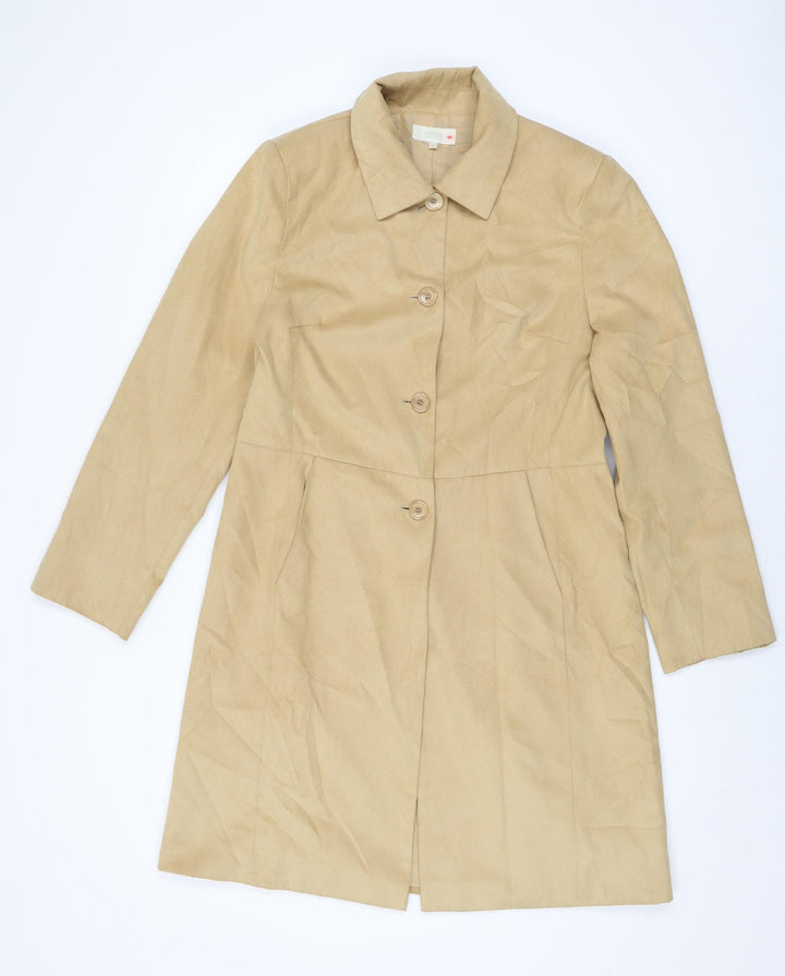 Marks and Spencer Womens Beige Overcoat Coat Size 12 Button