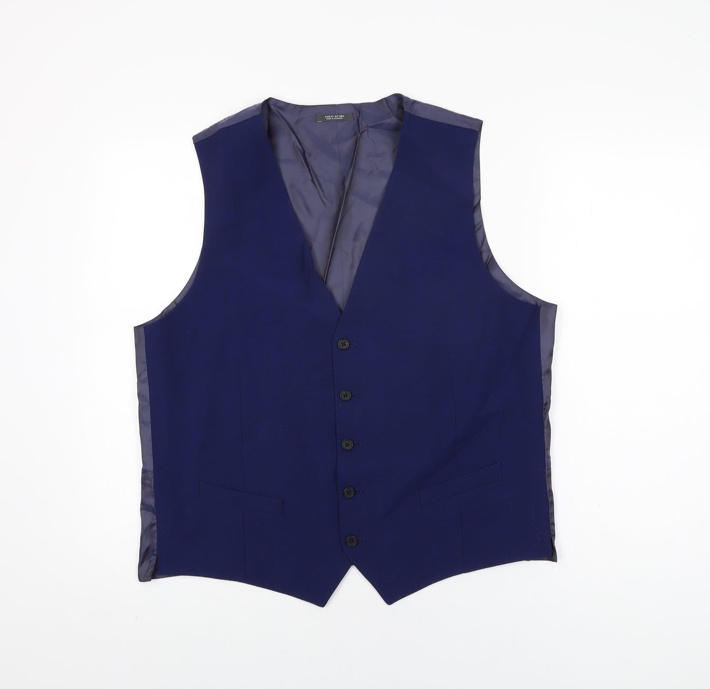 Marks and Spencer Mens Blue Wool Jacket Suit Waistcoat Size 44 Regular